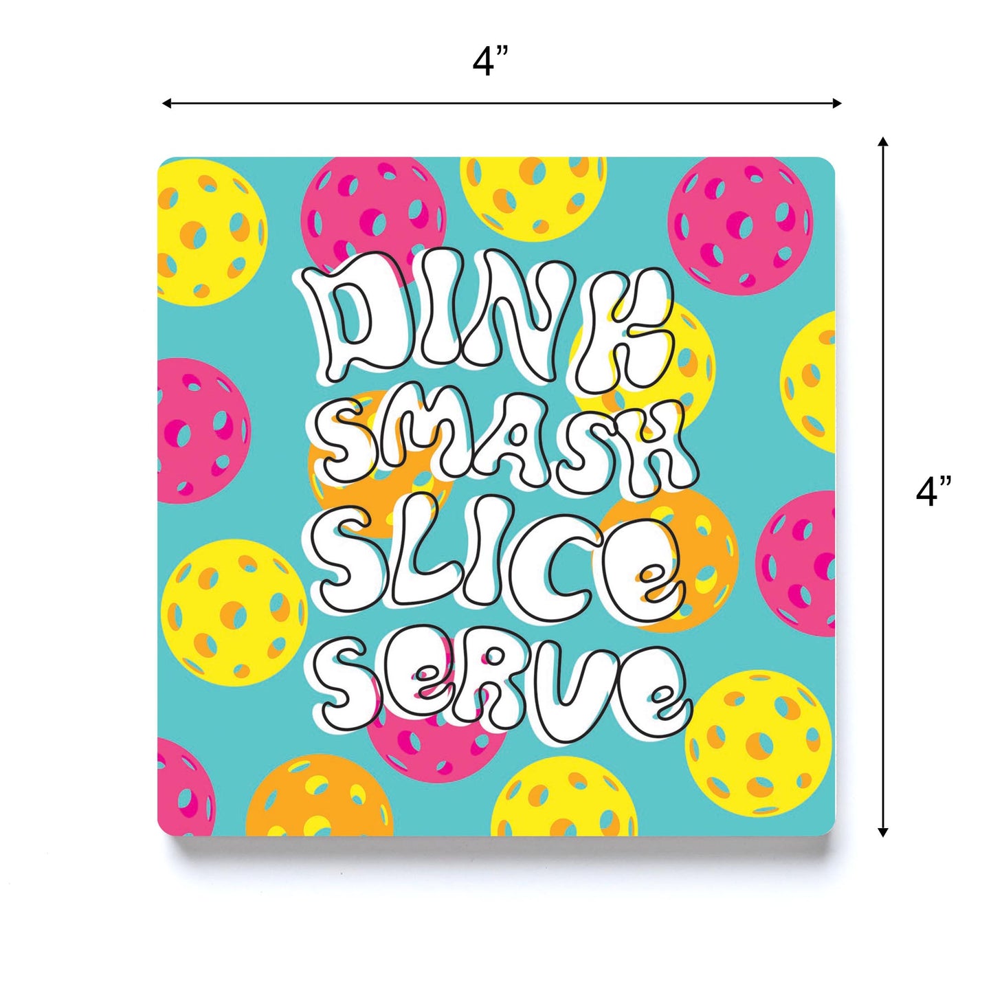 Ceramic Square Coaster-Dink Smash Slice Serve -3