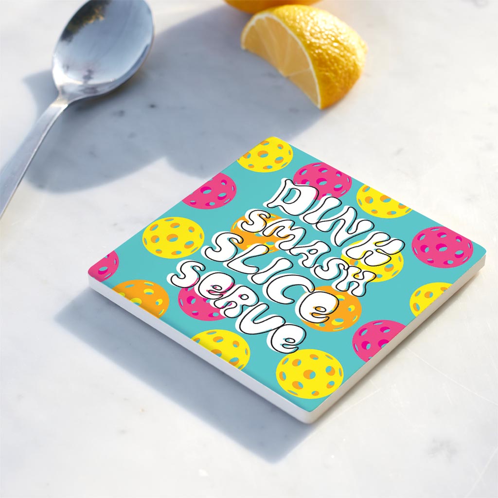 Ceramic Square Coaster-Dink Smash Slice Serve -4