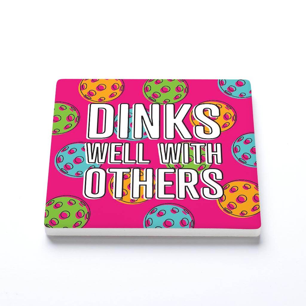 Ceramic Square Coaster-Dinks Well With Others -1