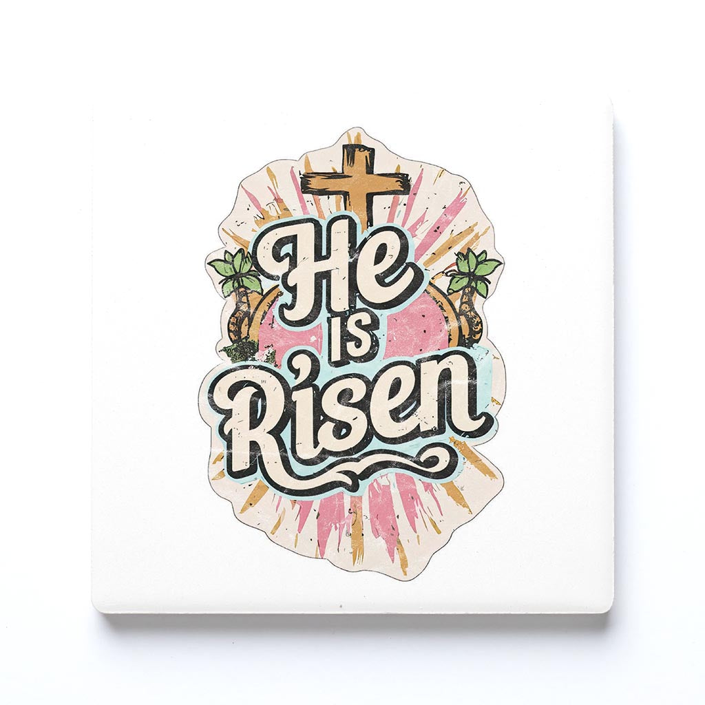 Ceramic Square Coaster-He Is Risen -0