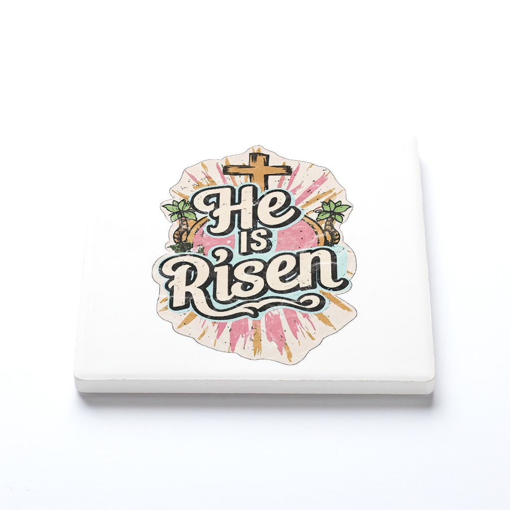 Ceramic Square Coaster-He Is Risen -1