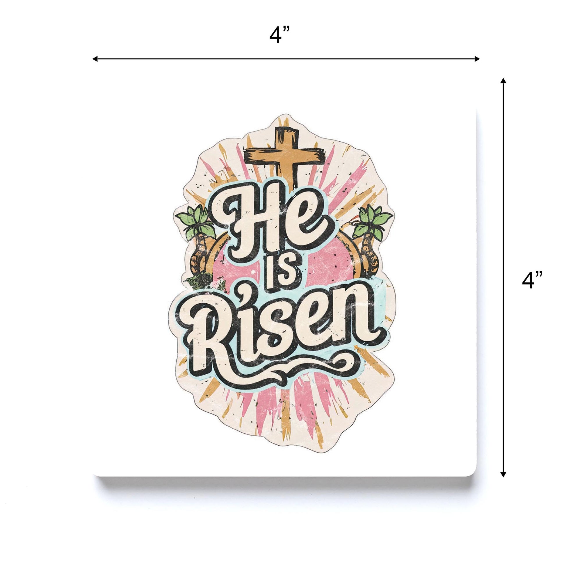 Ceramic Square Coaster-He Is Risen -3
