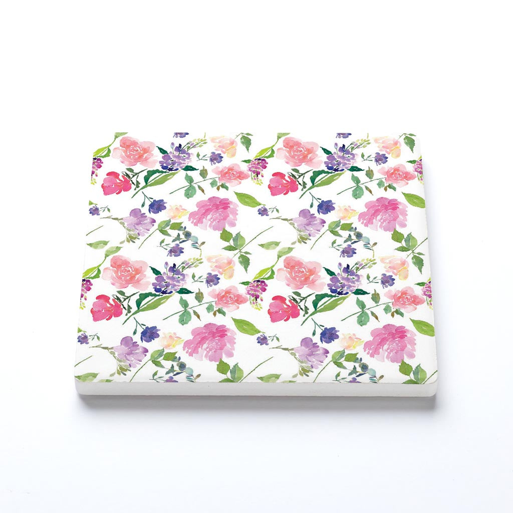 Ceramic Square Coaster-Floral Watercolor Pattern 1 -1