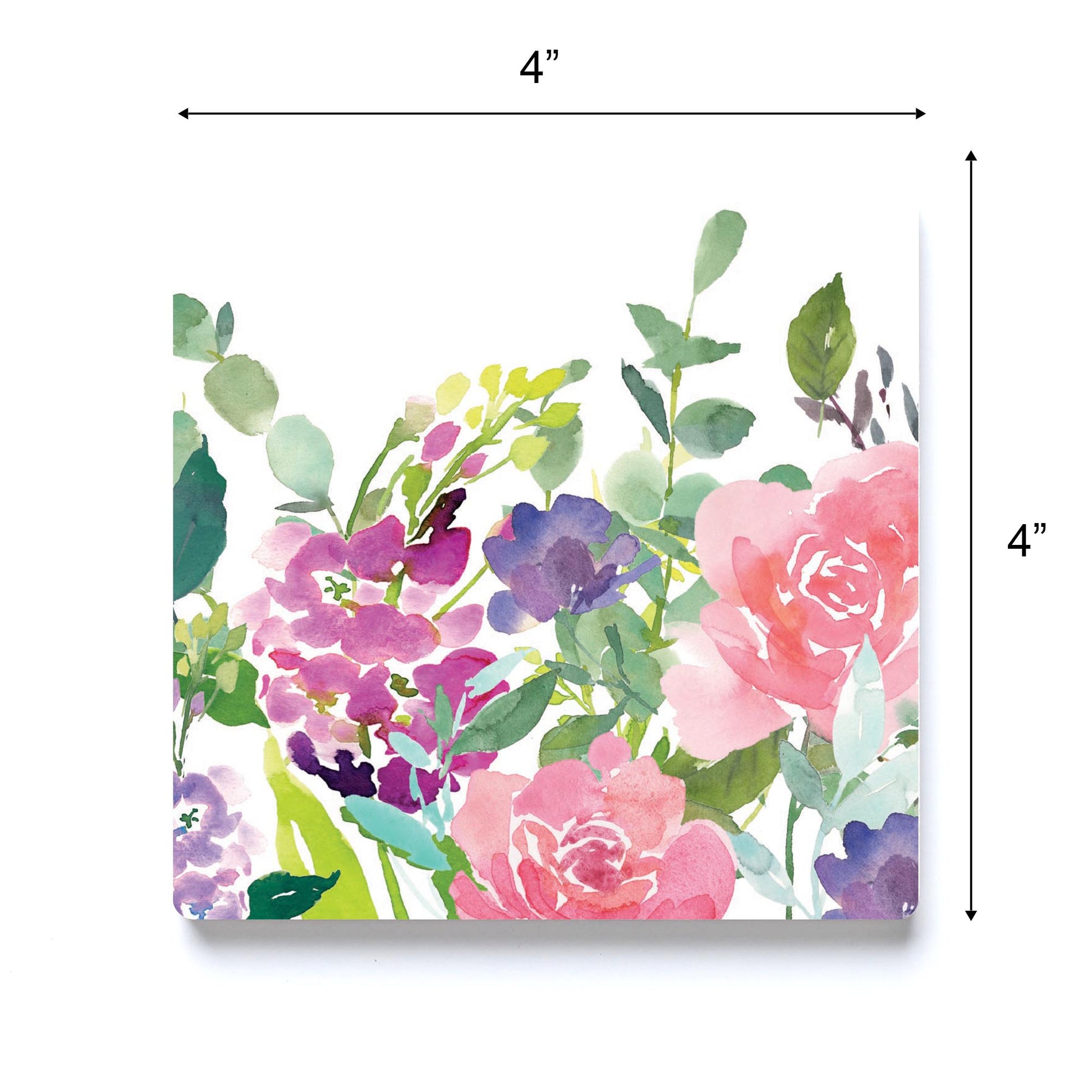 Ceramic Square Coaster-Floral Watercolor Pattern 2 -3