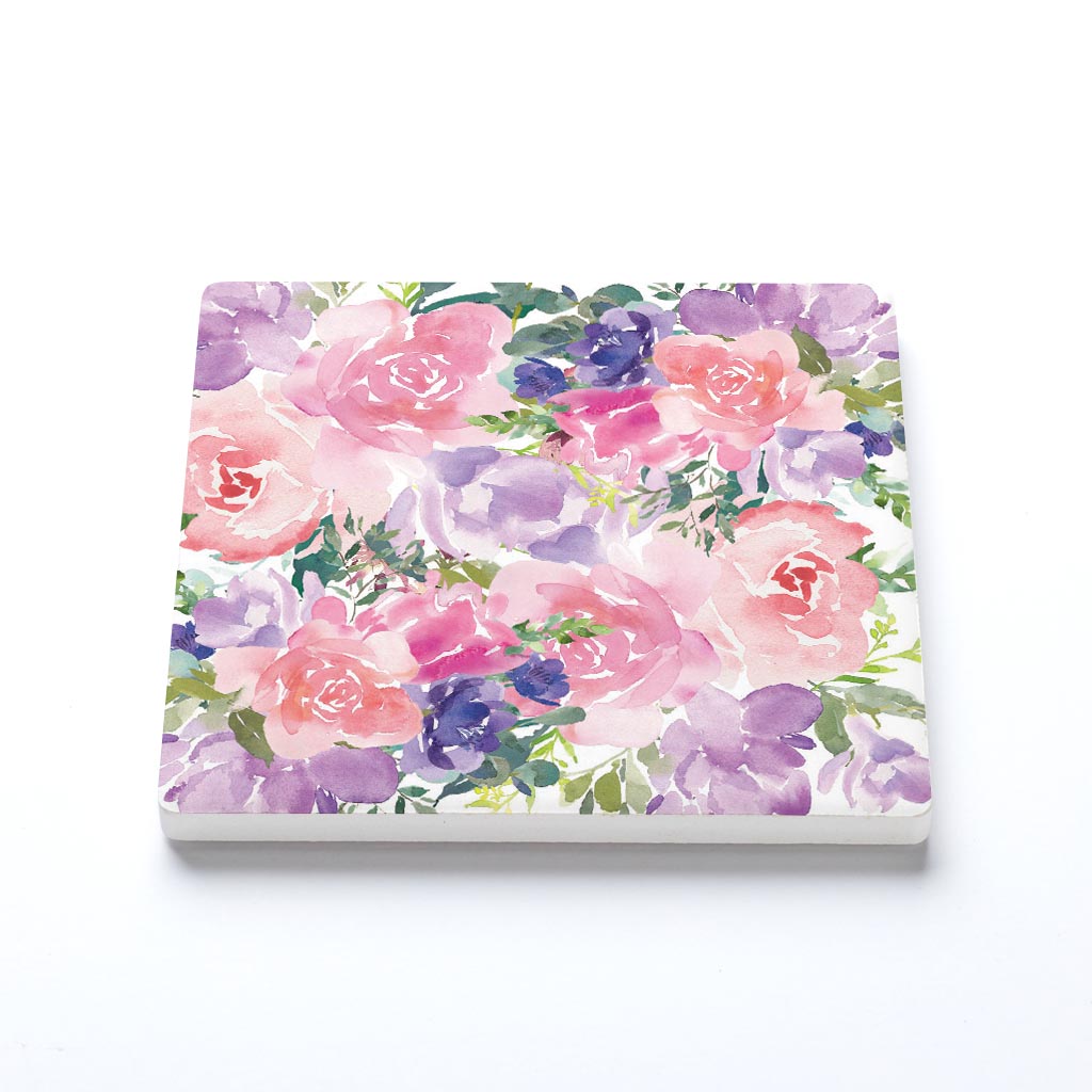 Ceramic Square Coaster-Floral Watercolor Pattern 3 -1