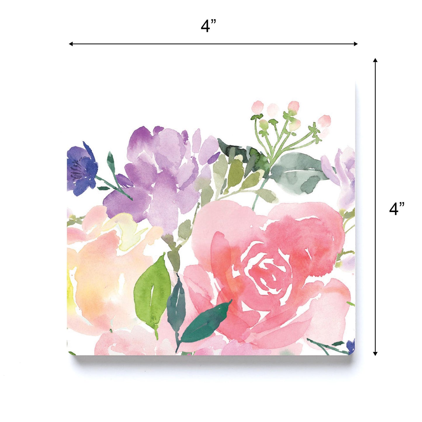 Ceramic Square Coaster-Floral Watercolor Pattern 4 -3