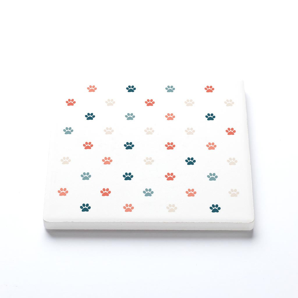 Ceramic Square Coaster-Cat Paw Print Pattern -1