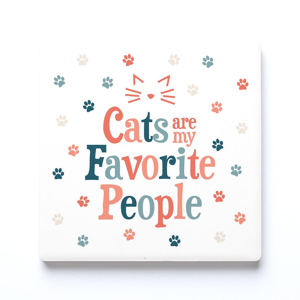 Ceramic Square Coaster-Cats Are My Favorite People -0