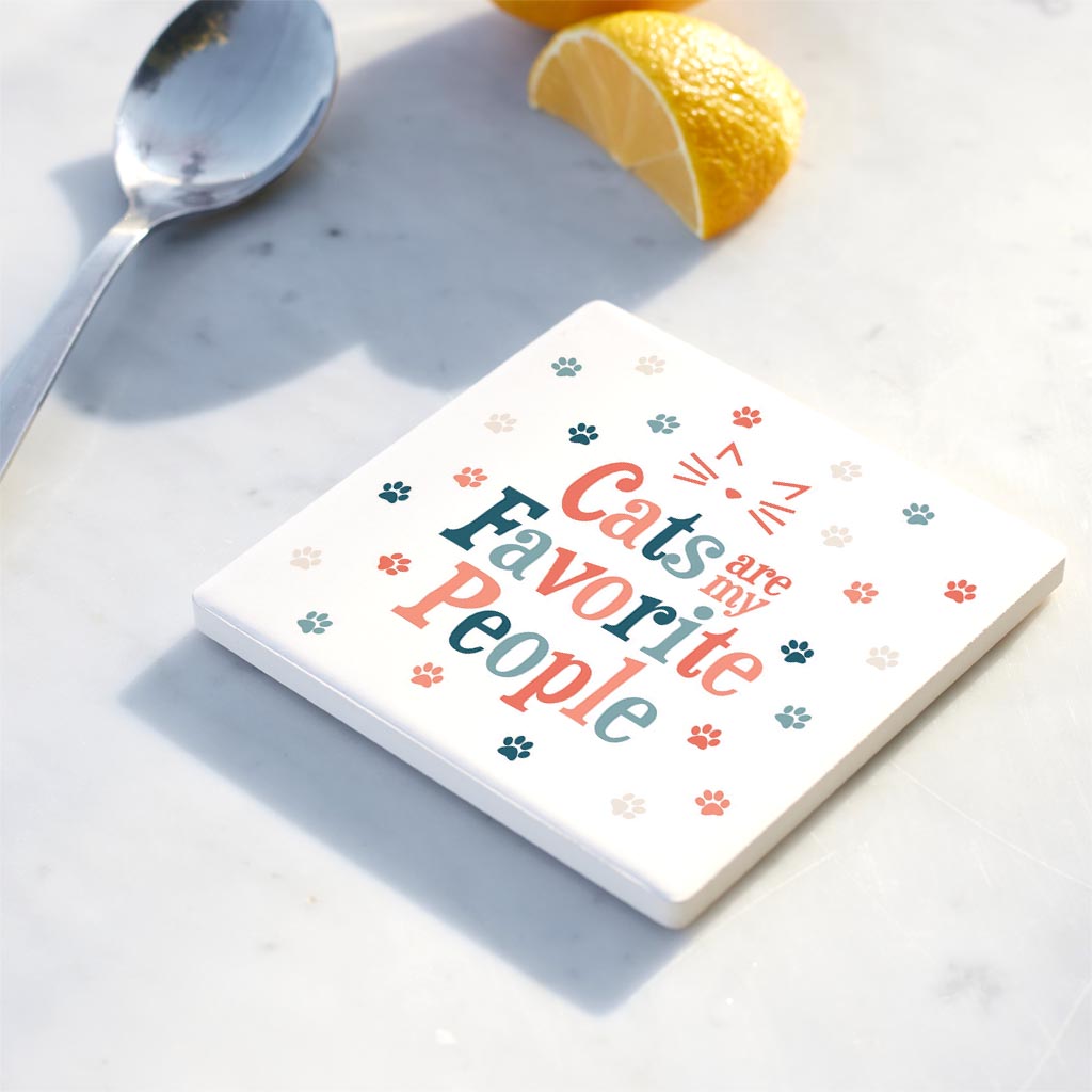 Ceramic Square Coaster-Cats Are My Favorite People -4