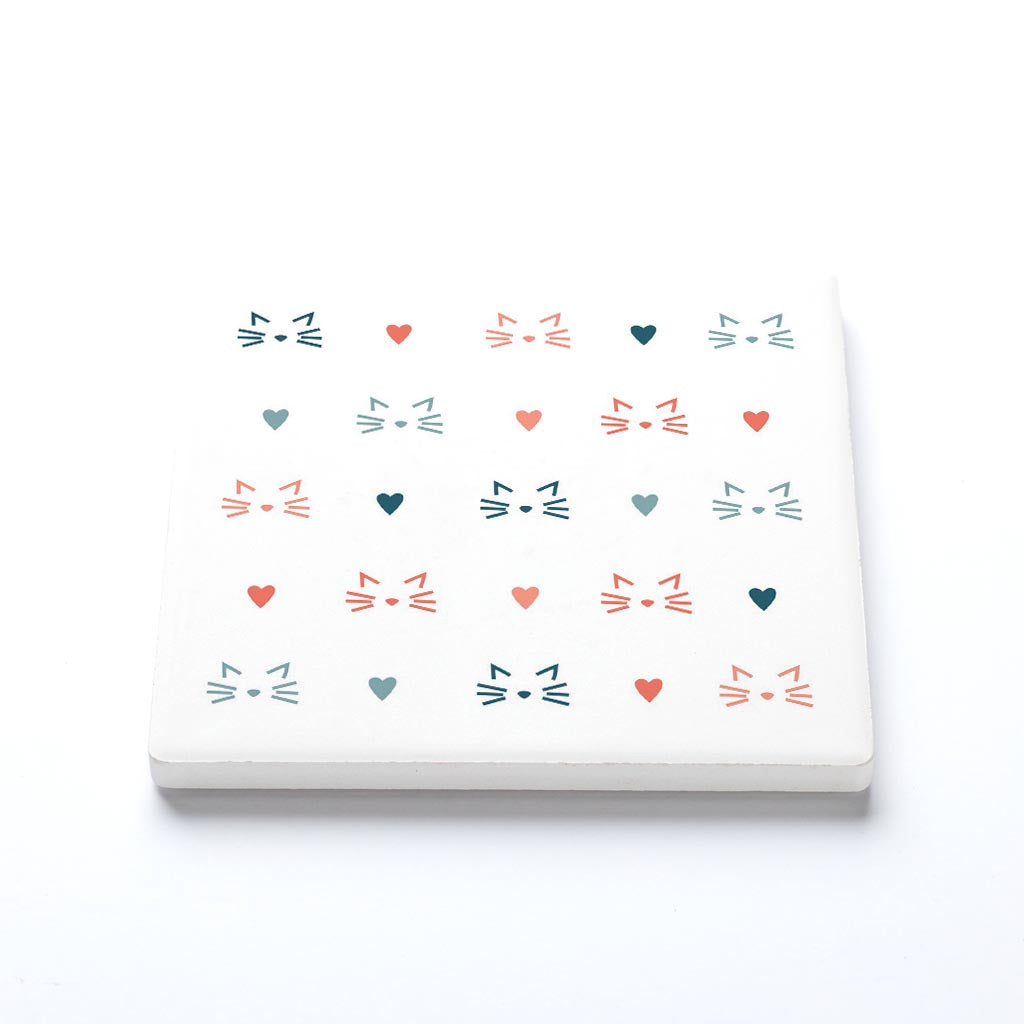 Ceramic Square Coaster-Cat Heart Pattern -1