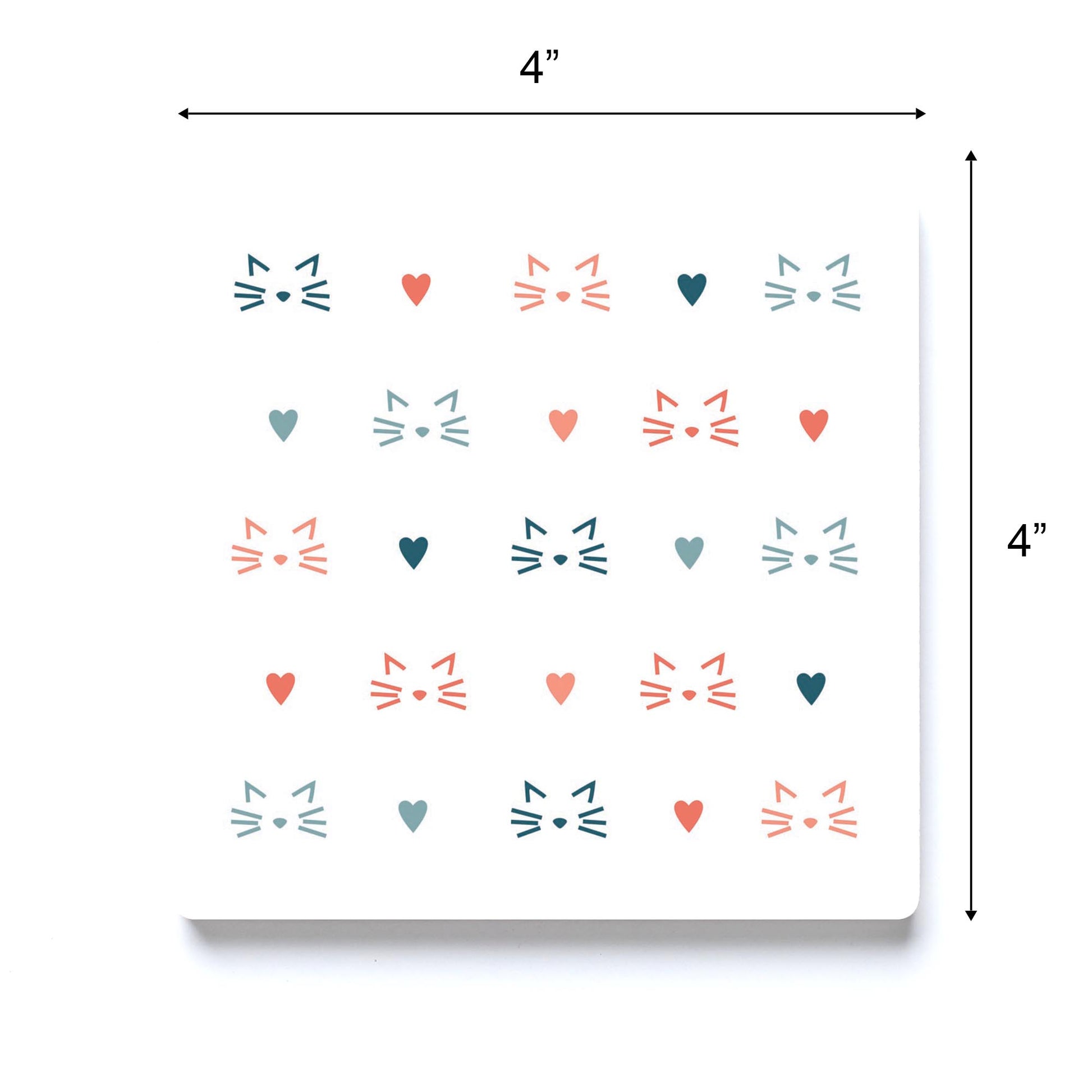 Ceramic Square Coaster-Cat Heart Pattern -3