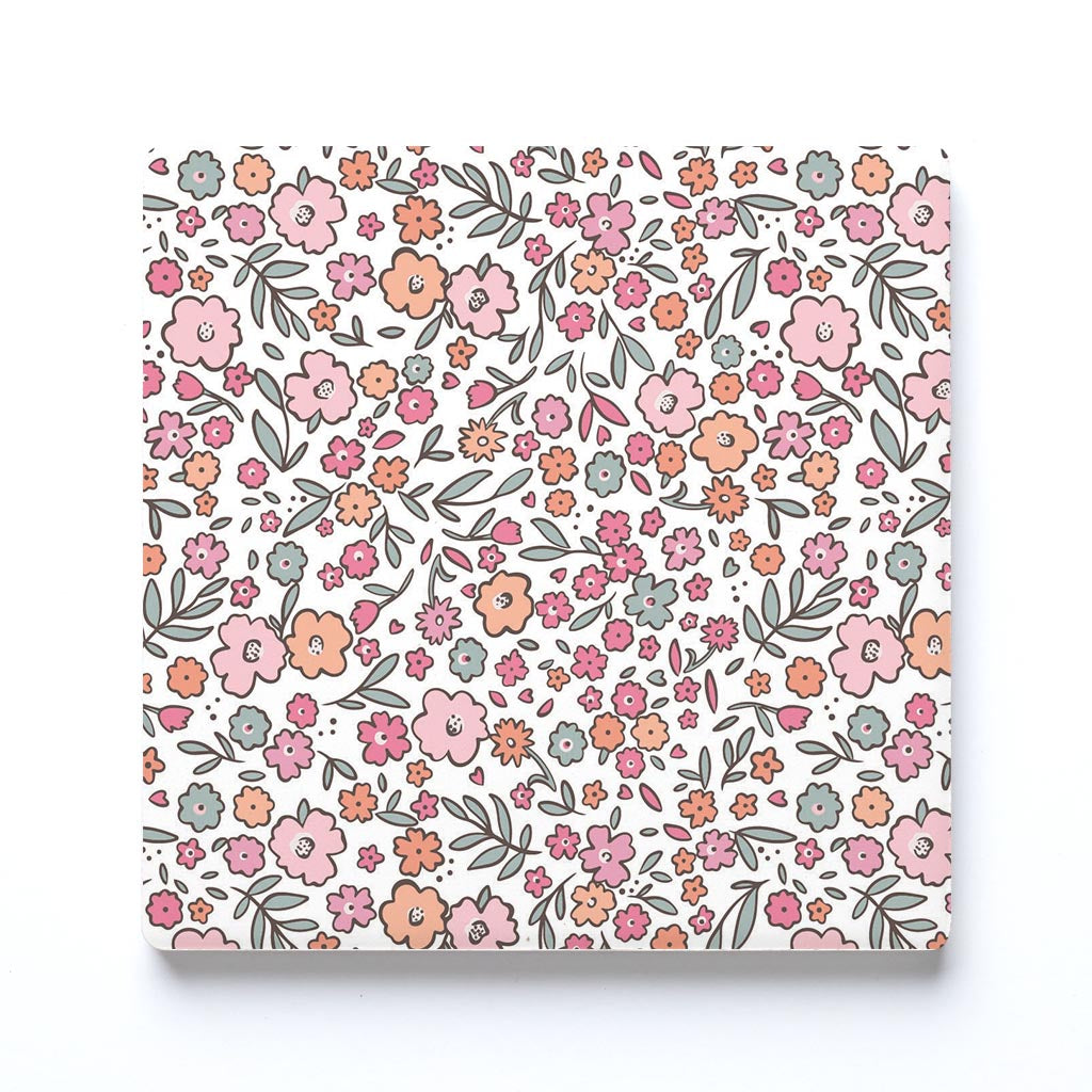 Ceramic Square Coaster-Inspirational Floral Pattern -0