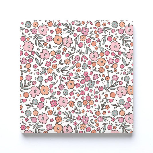 Ceramic Square Coaster-Inspirational Floral Pattern -0