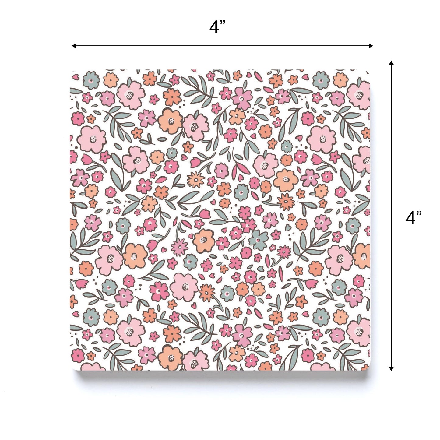 Ceramic Square Coaster-Inspirational Floral Pattern -3