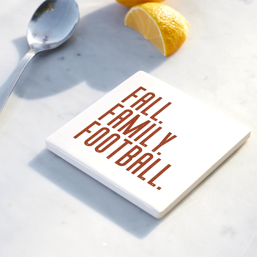 Ceramic Square Coaster-Fall Family Football