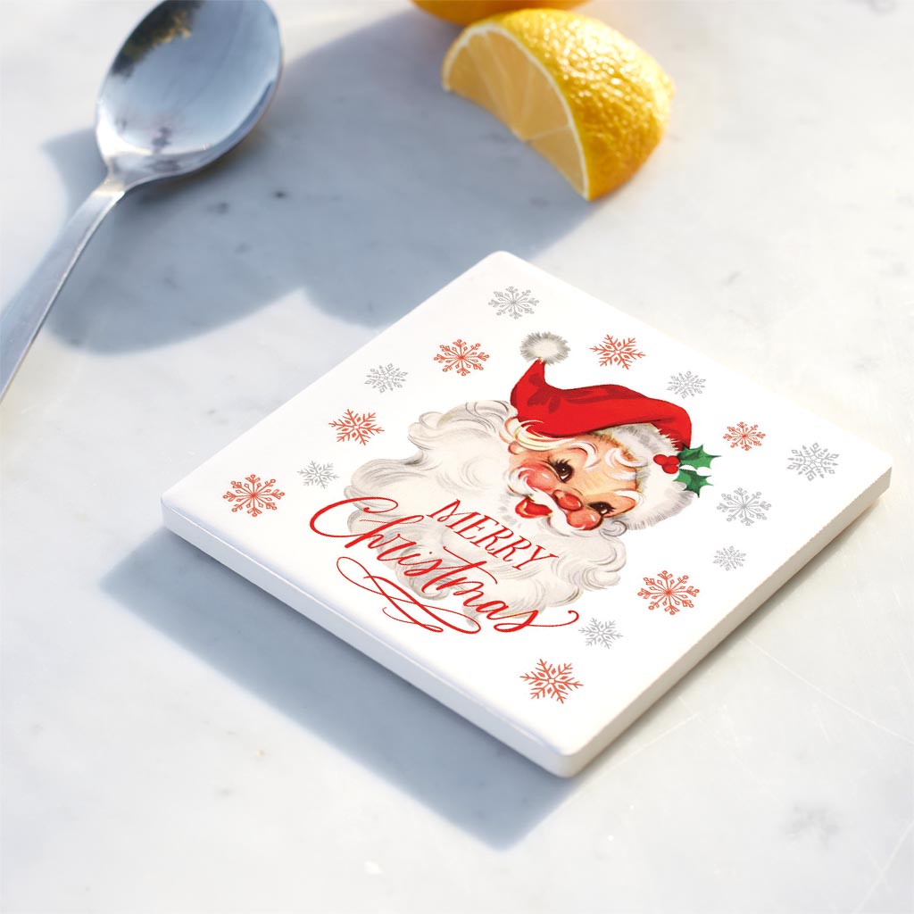 Ceramic Square Coaster-Classic Santa