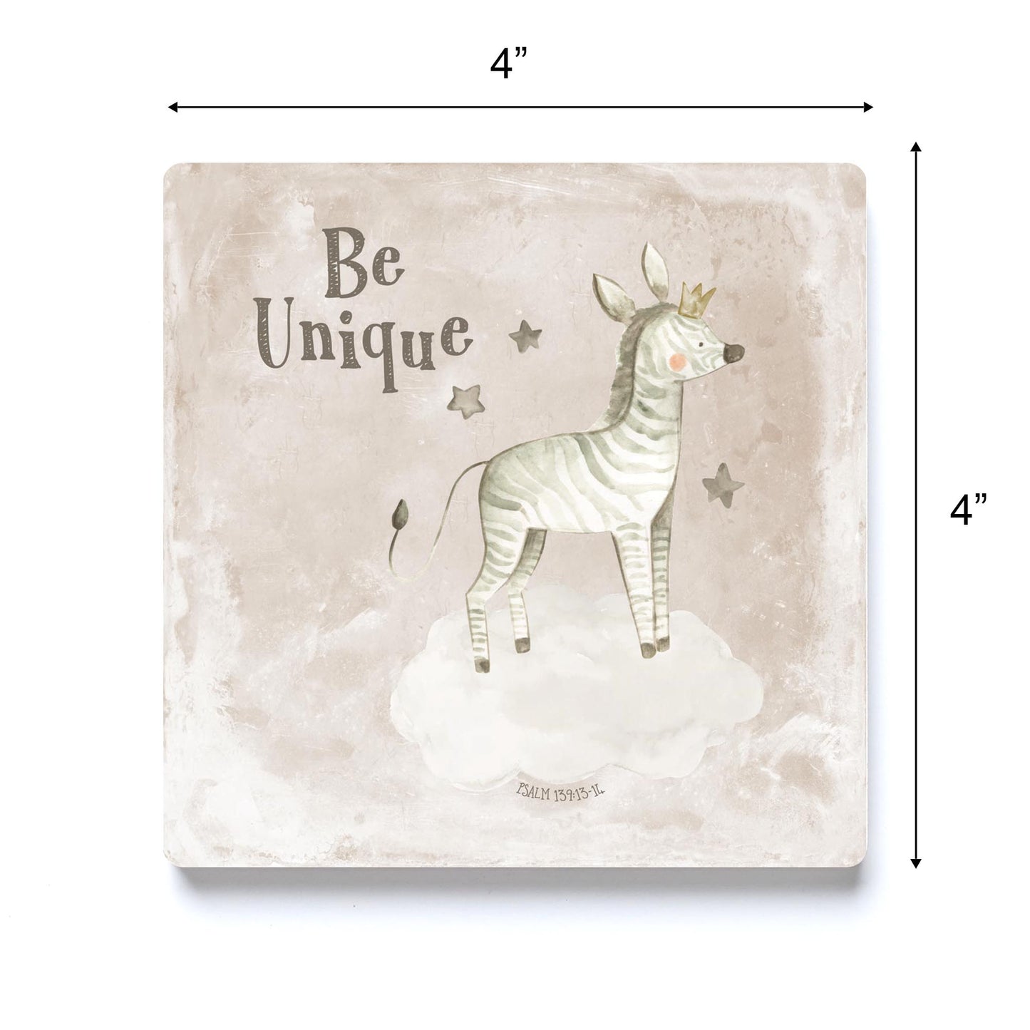 Ceramic Square Coaster-Be Unique Zebra Painted Background