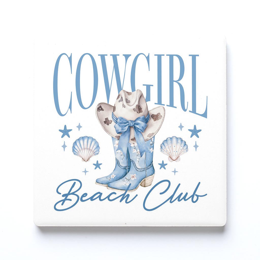 Ceramic Square Coaster-Coastal Cowgirl -0
