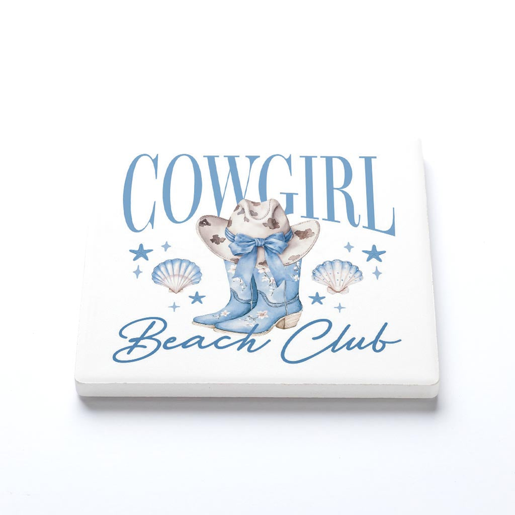 Ceramic Square Coaster-Coastal Cowgirl -1