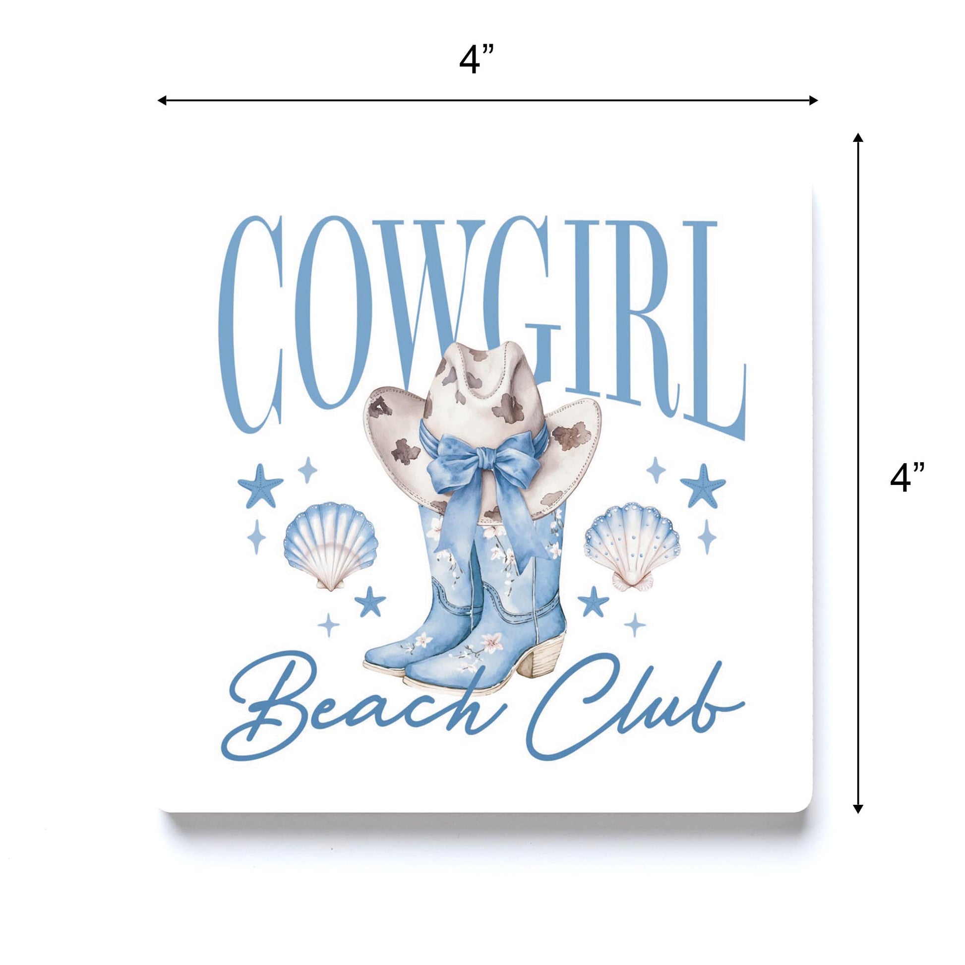 Ceramic Square Coaster-Coastal Cowgirl -3