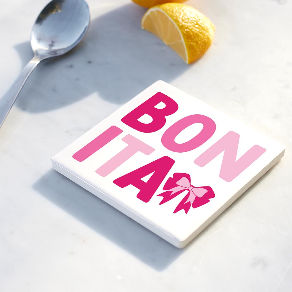 Ceramic Square Coaster-Bonita Bows -4