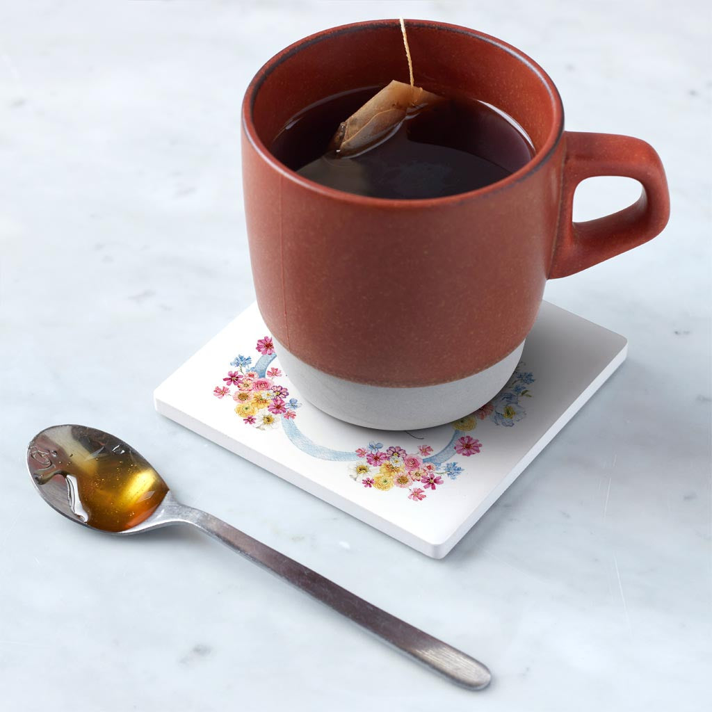 Ceramic Square Coaster-Love+Local Fantasy Garden -4