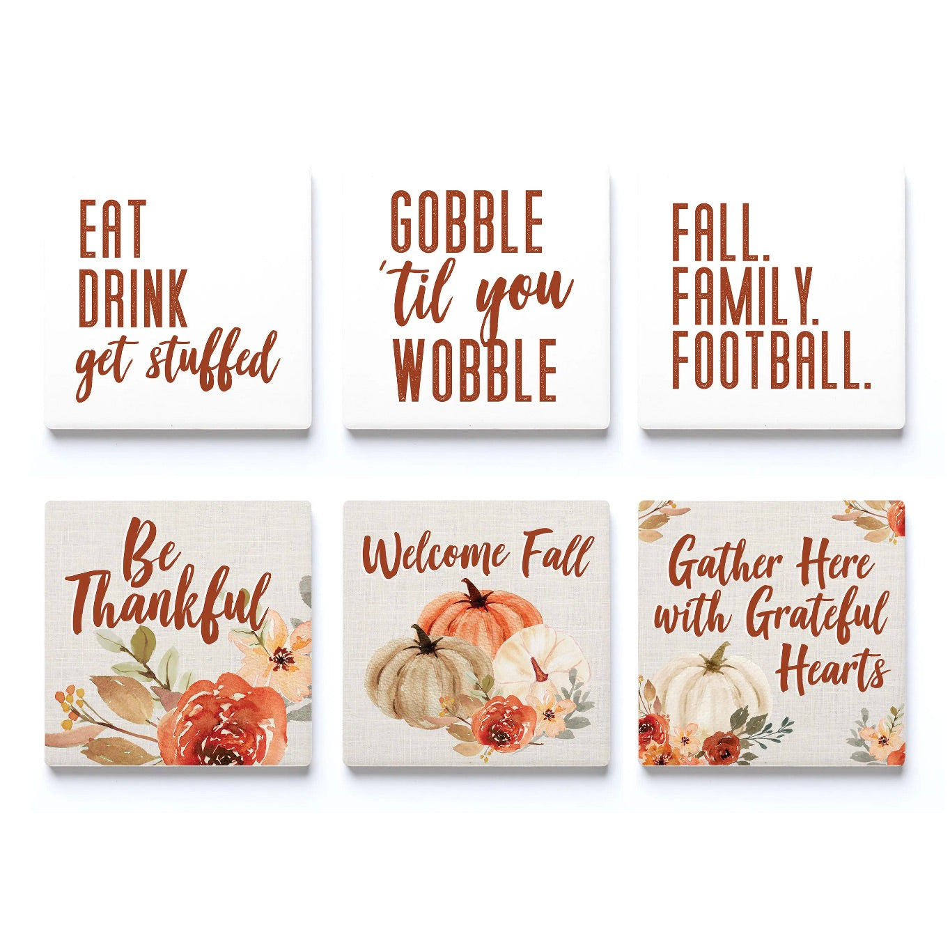 Fall & Harvest Square Coaster Pre-Pack 6 Style