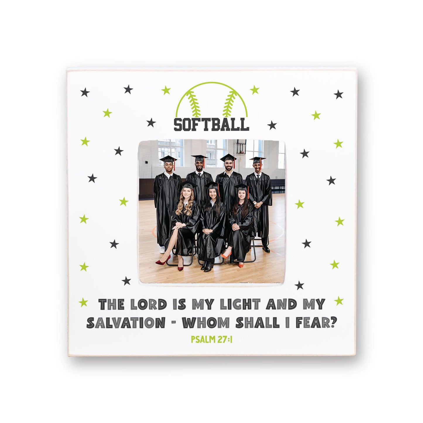 Simply Square Frame-The Lord Is My Light Softball Green & Black