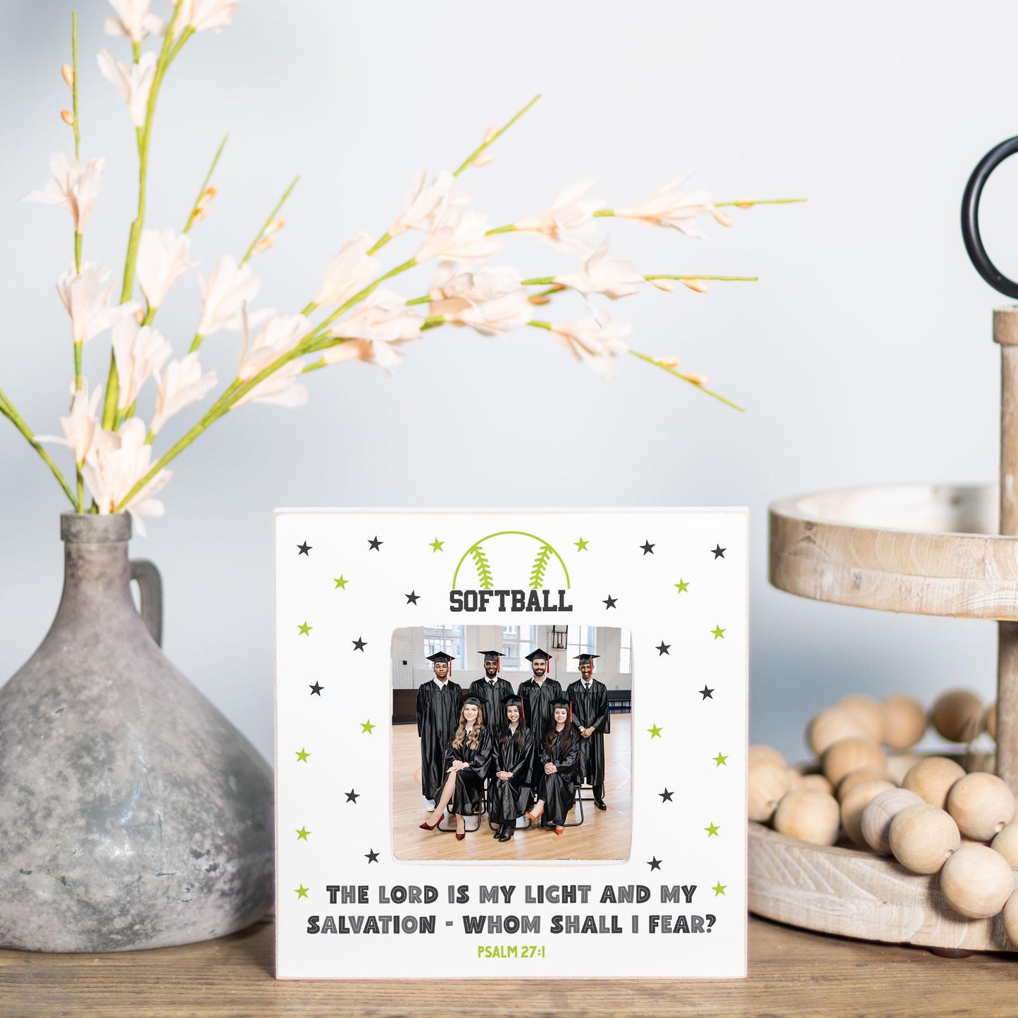 Simply Square Frame-The Lord Is My Light Softball Green & Black