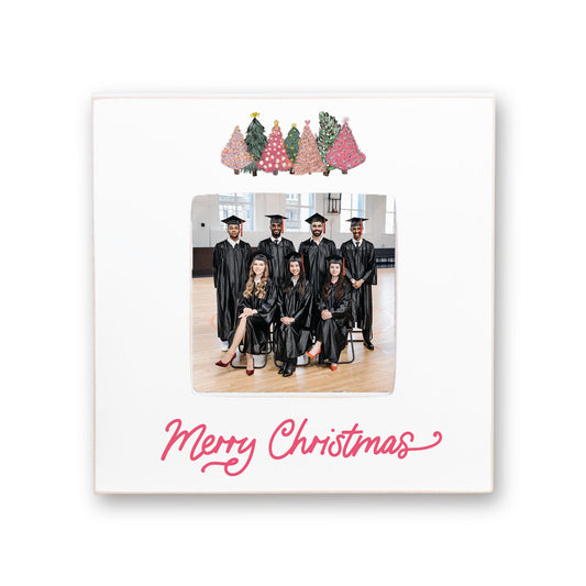 Simply Square Frame-Pink Trees Merry Christmas