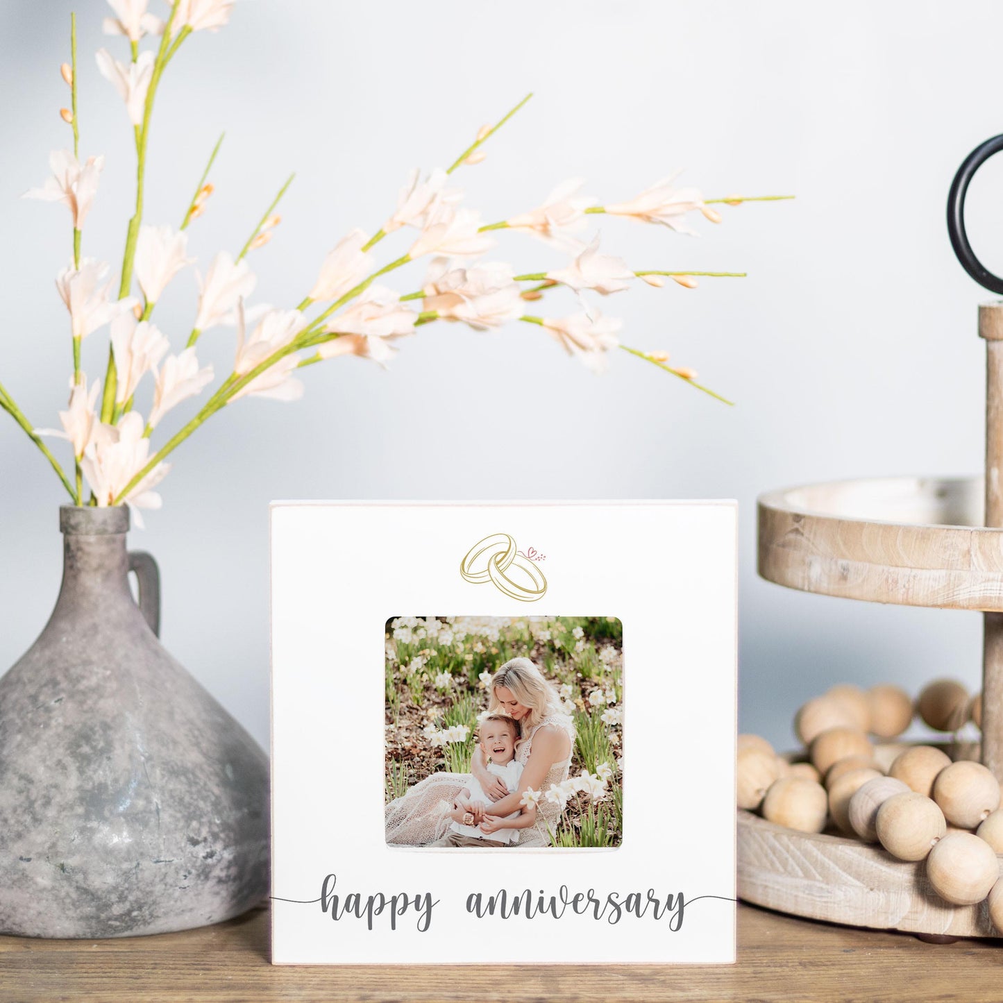 Simply Square Frame-Happy Anniversary Rings -1