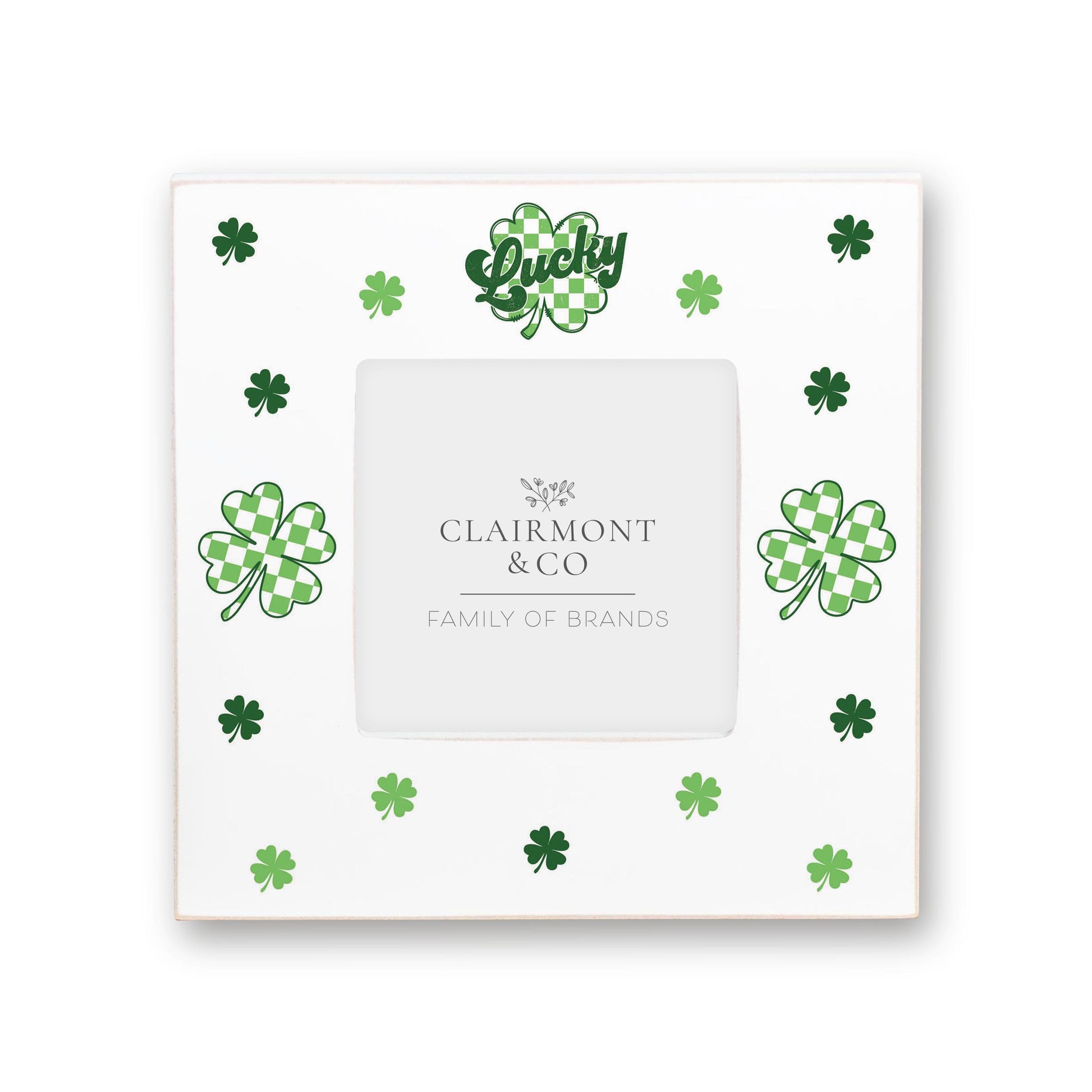 Simply Square Frame-St. Patrick's Day Lucky Checker Shamrock -0