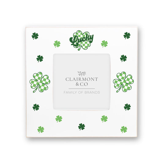 Simply Square Frame-St. Patrick's Day Lucky Checker Shamrock -0