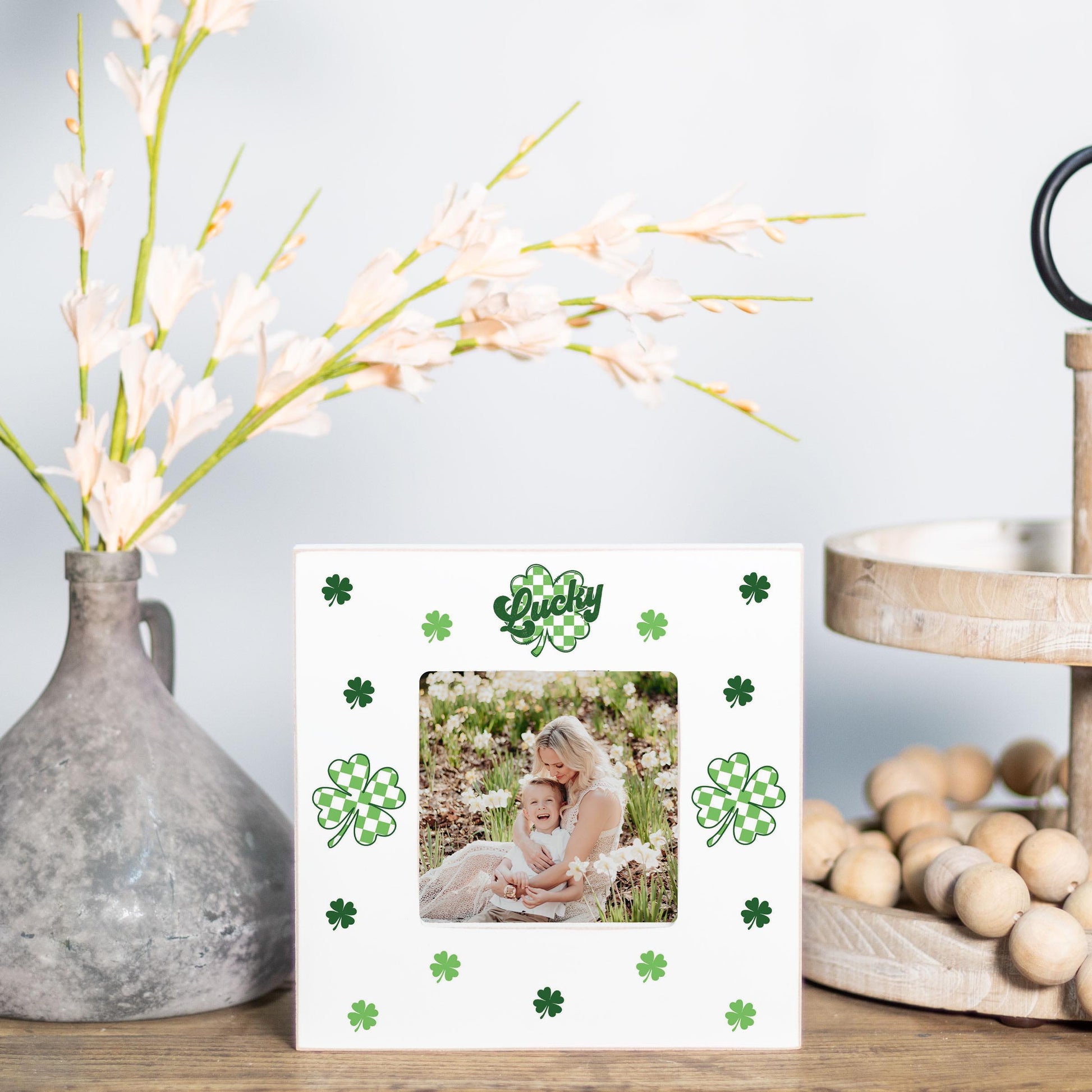 Simply Square Frame-St. Patrick's Day Lucky Checker Shamrock -1