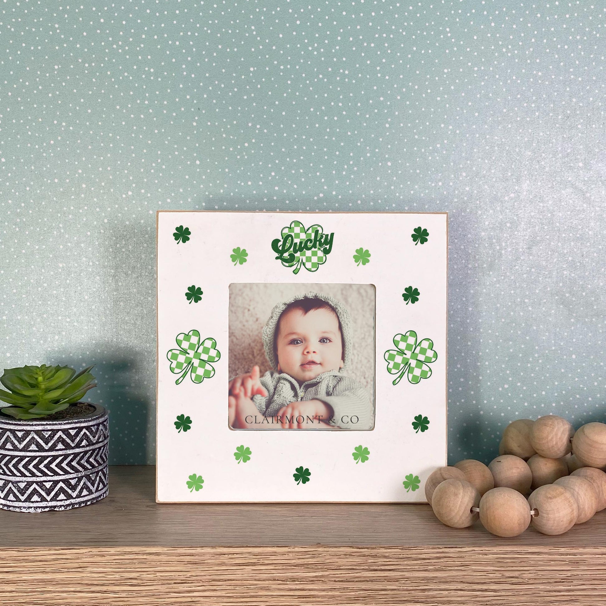 Simply Square Frame-St. Patrick's Day Lucky Checker Shamrock -2