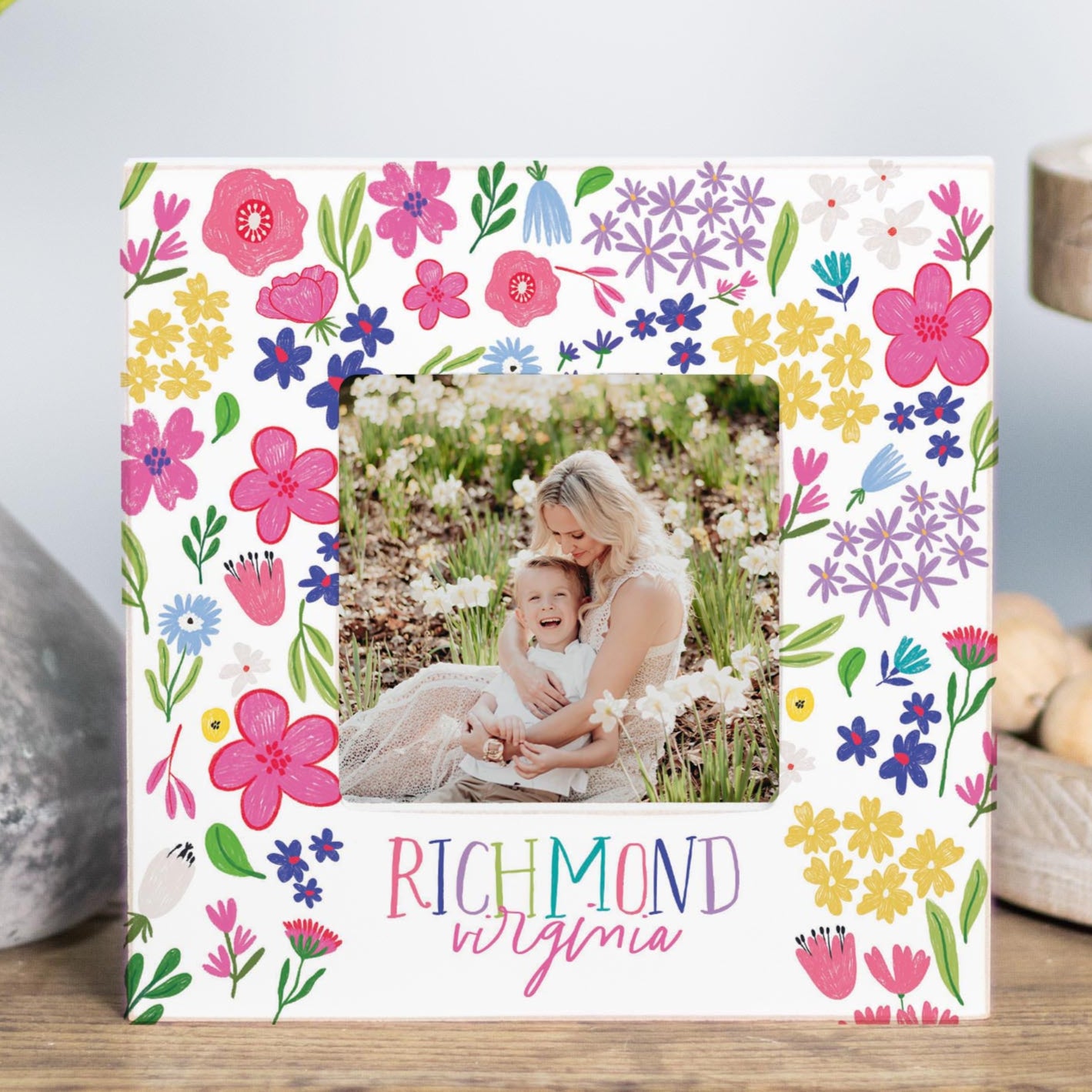 Simply Square Frame-Flower Confetti City & State -1