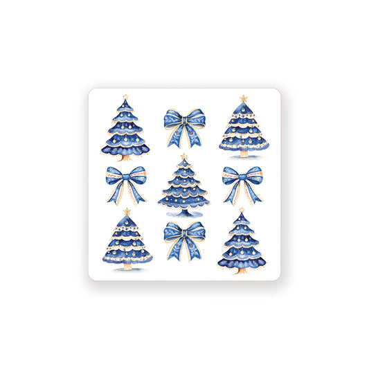 Vinyl Sticker-Blue Noel - A Grand Millennial Christmas Trees & Bows -0