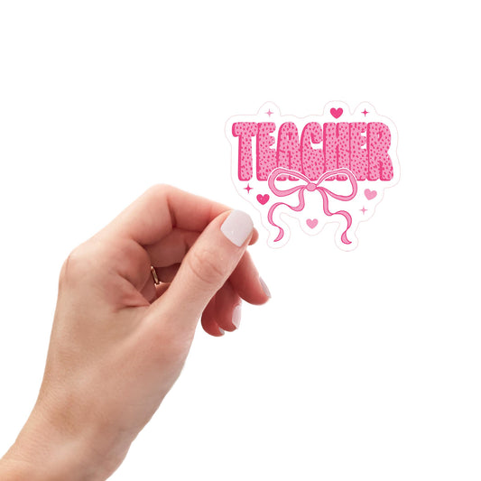 Vinyl Sticker-Classroom Coquette Teacher Hearts & Bow -0
