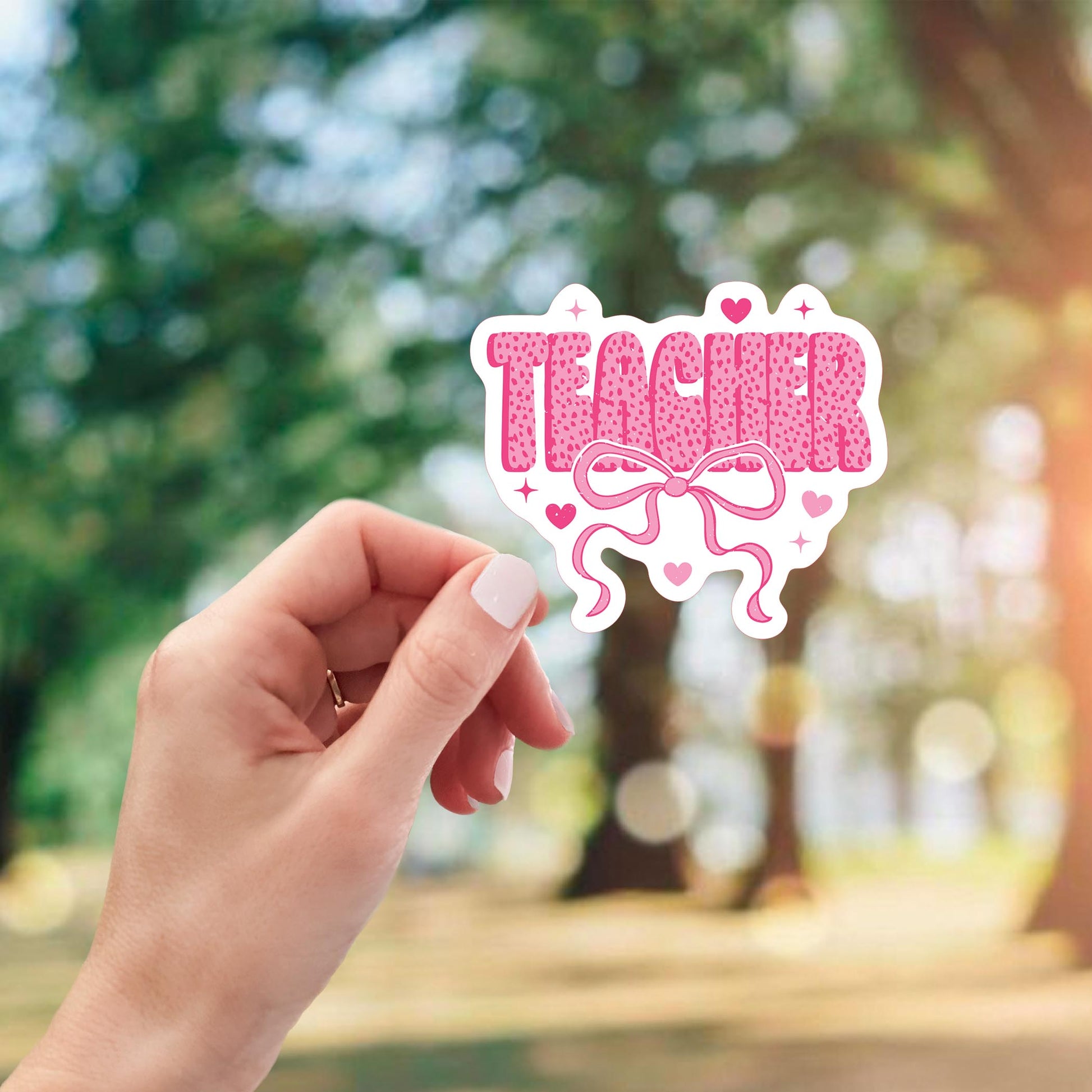 Vinyl Sticker-Classroom Coquette Teacher Hearts & Bow -2