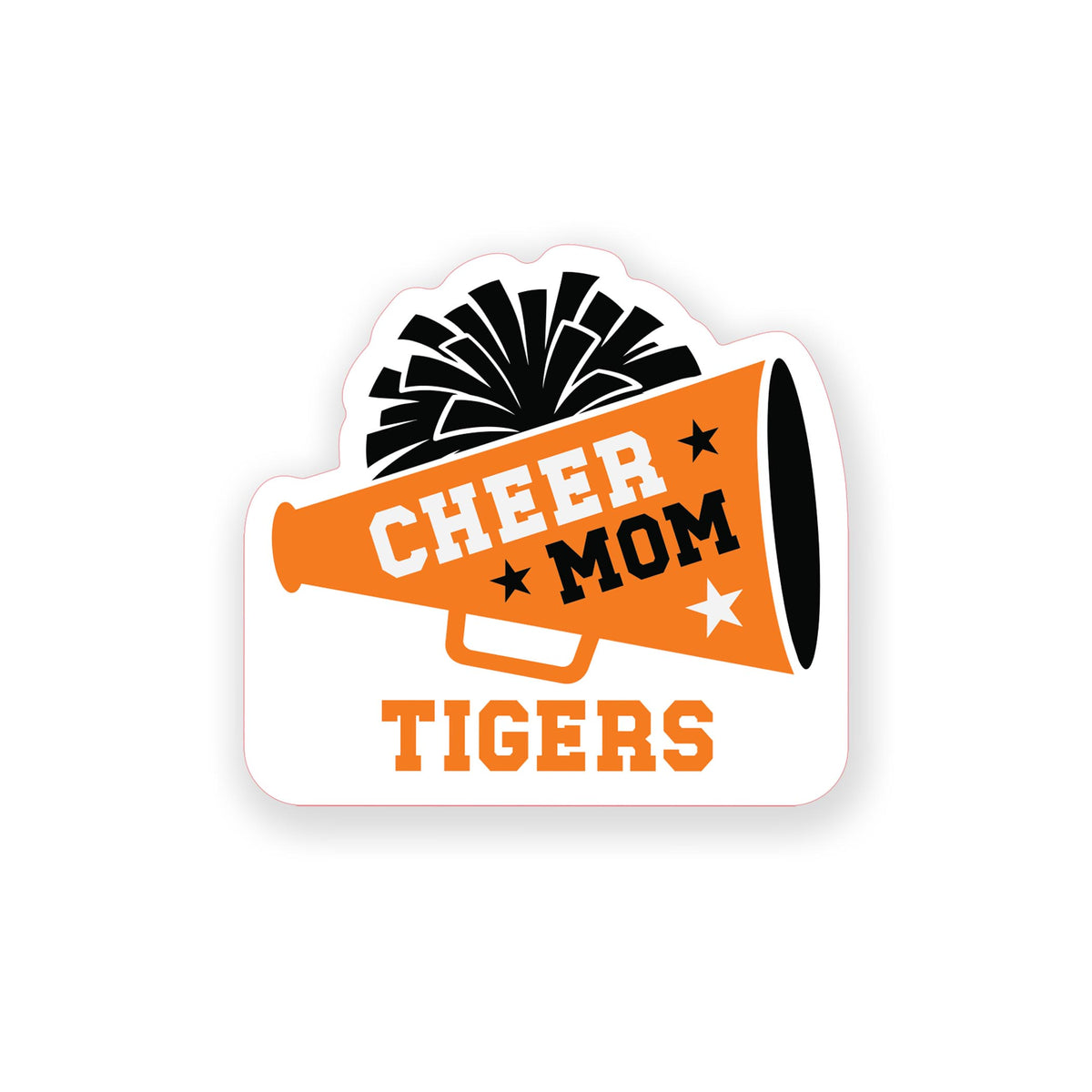 Vinyl Sticker-Custom Cheer Mom Megaphone | School Team -0