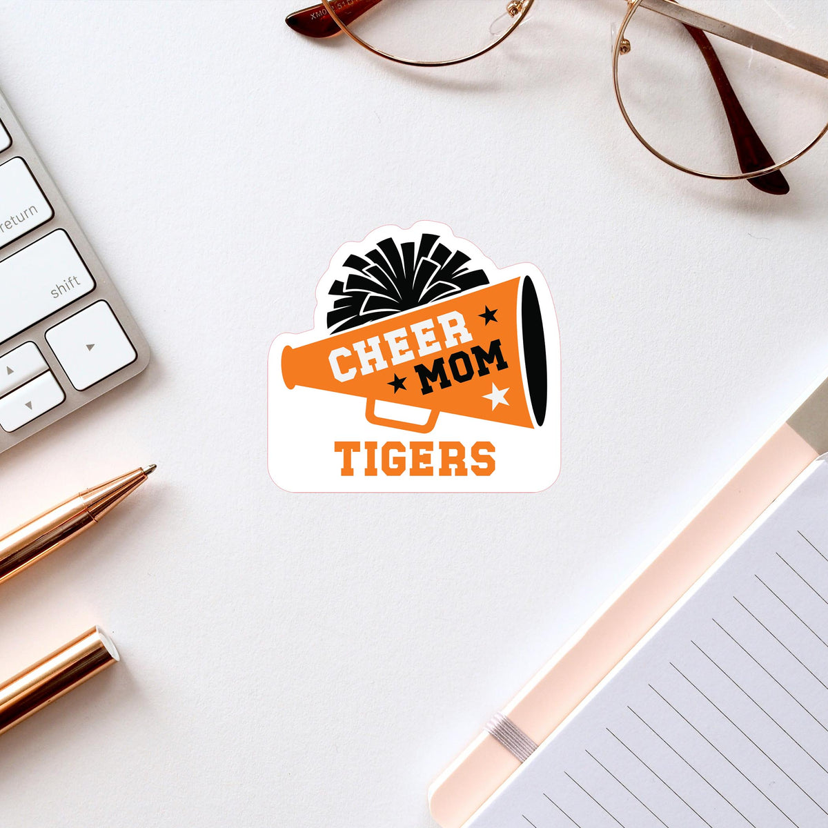 Vinyl Sticker-Custom Cheer Mom Megaphone | School Team -2