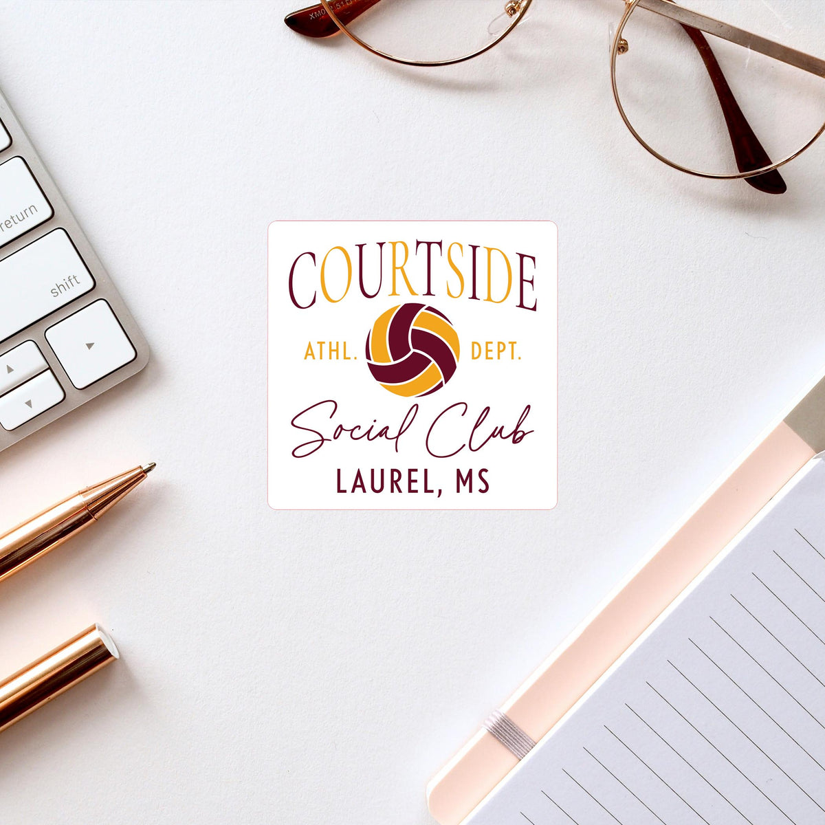 Vinyl Sticker-Custom Volleyball Mom Courtside | Your Team -2