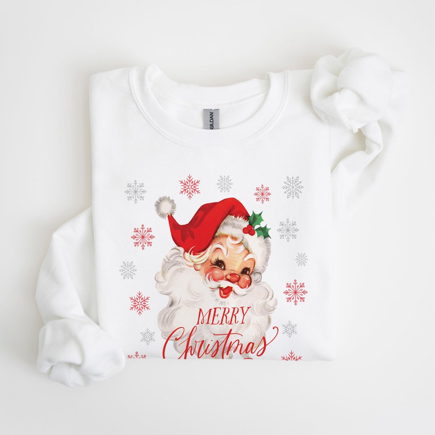 Gildan Sweatshirt White-Classic Santa