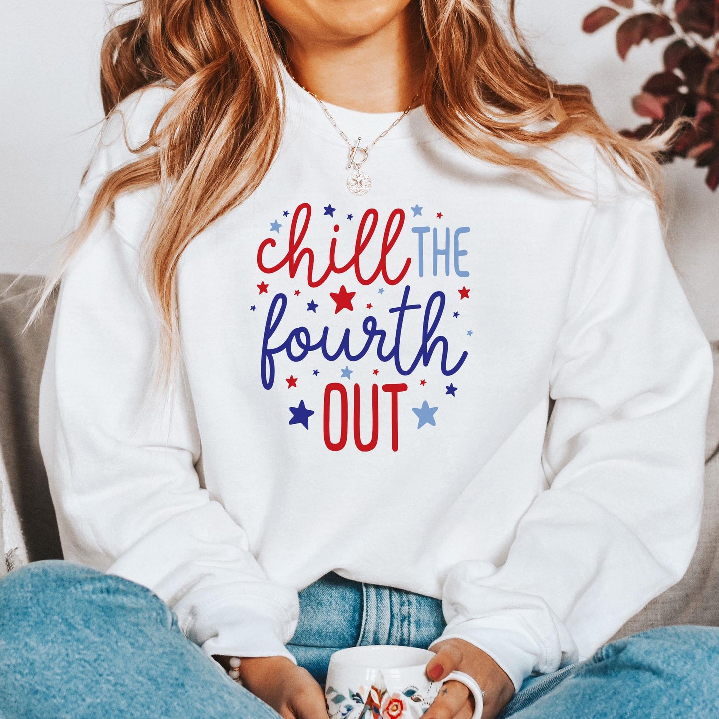 Gildan Sweatshirt White-4th of July 250th Anniversary -1