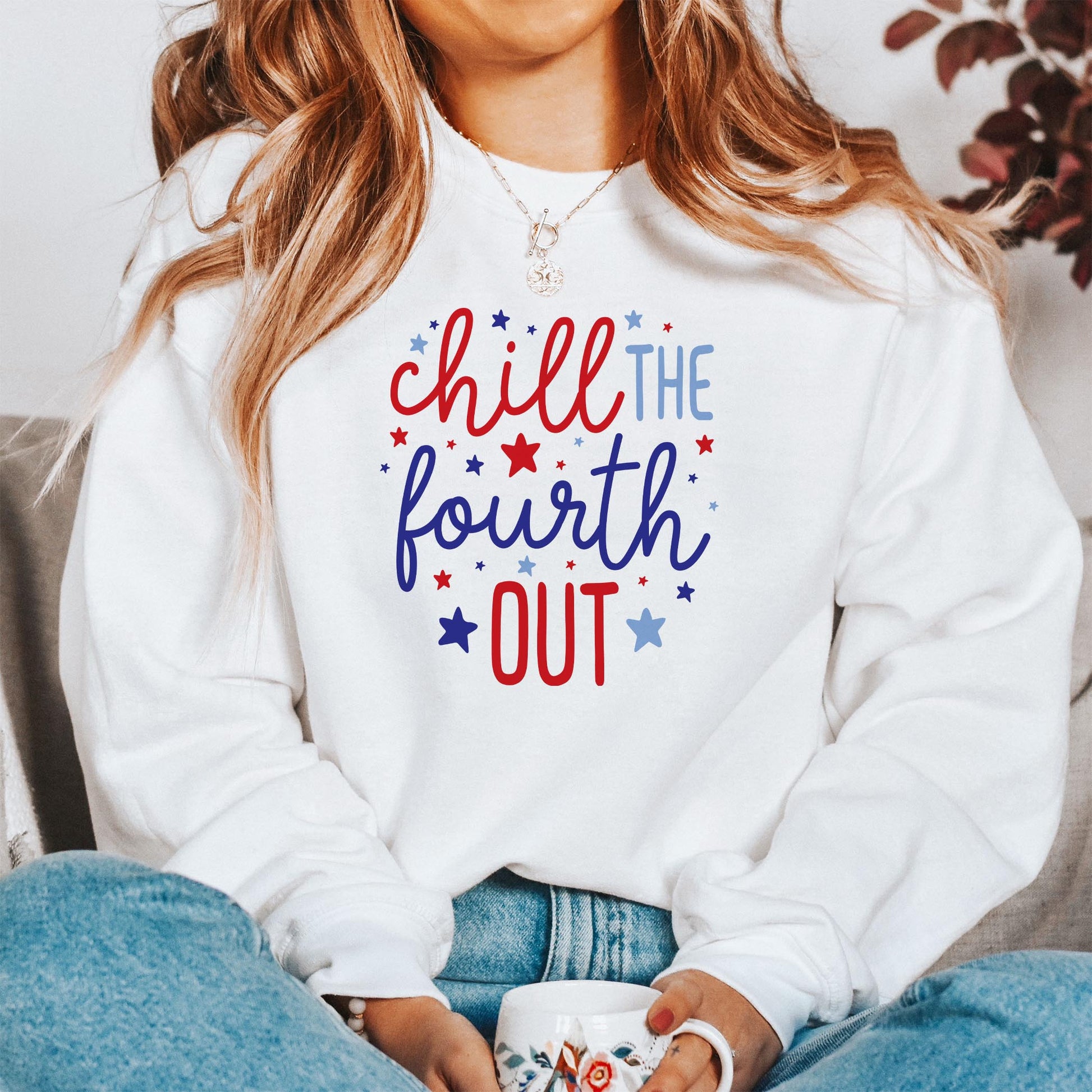 Gildan Sweatshirt White-4th of July 250th Anniversary -1
