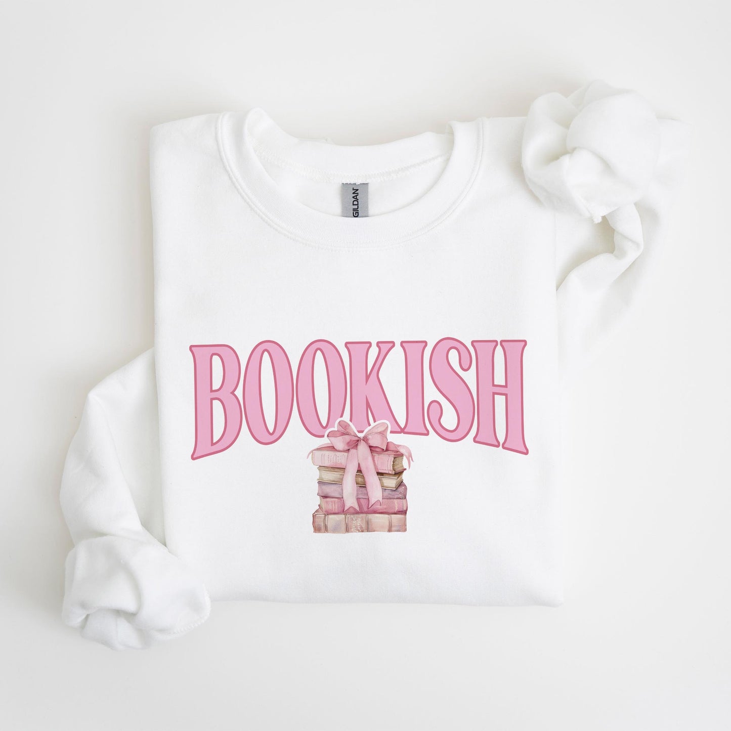 Gildan Sweatshirt White-Bookish -4