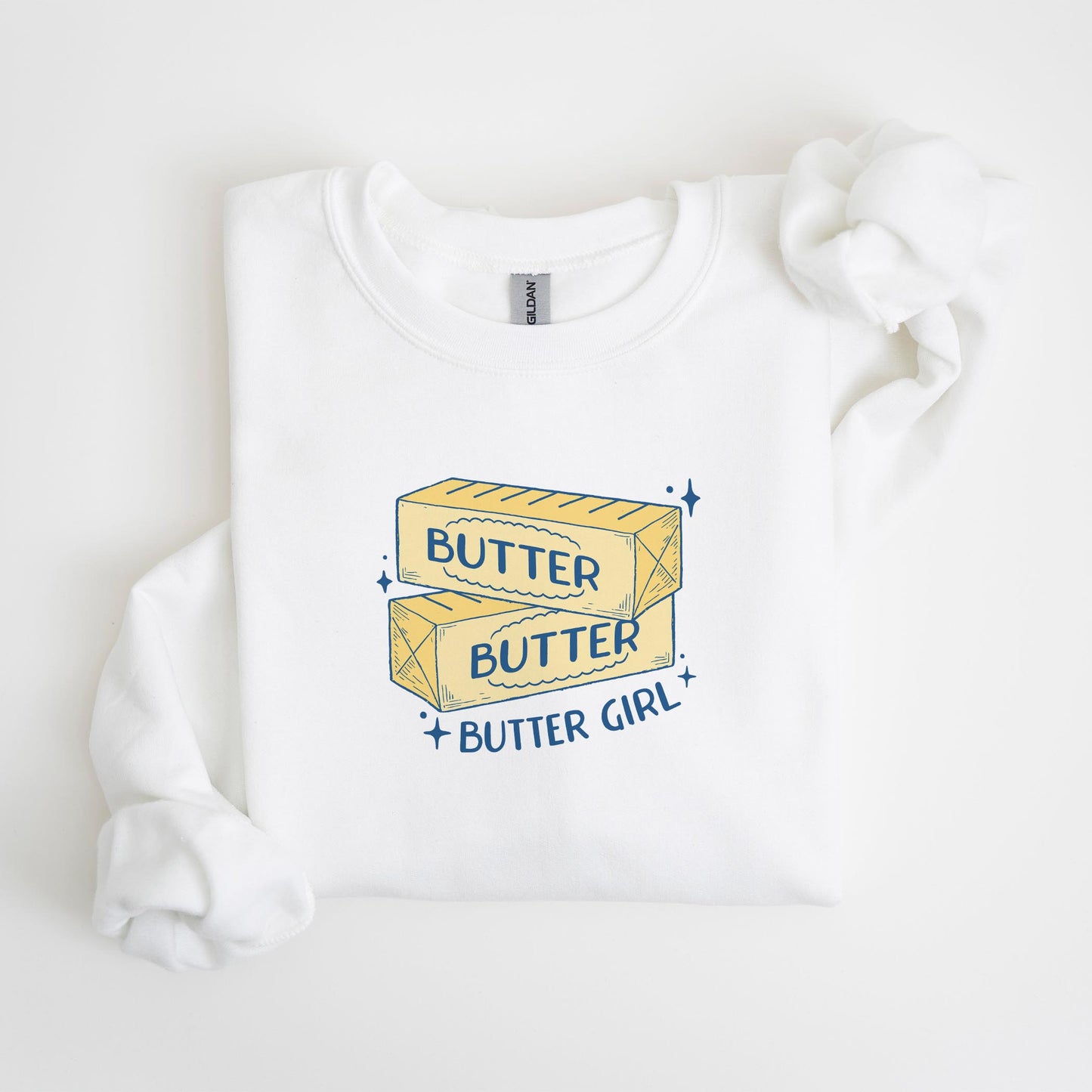 Gildan Sweatshirt White-Butter Girl -4