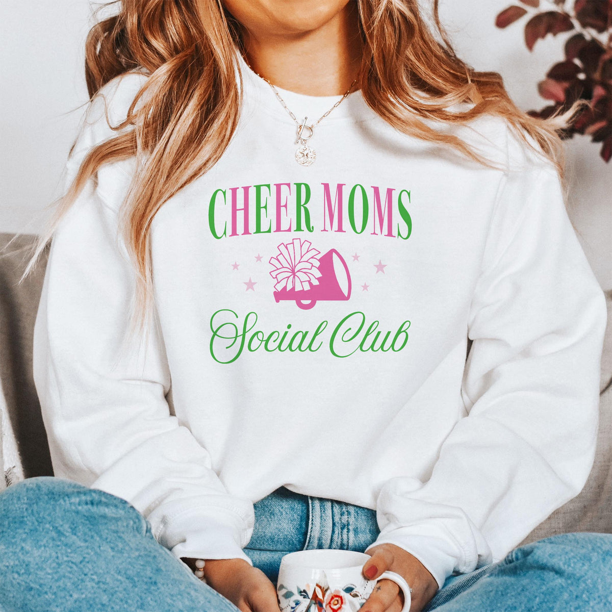 Gildan Sweatshirt White-Cheer Moms Social Club -1