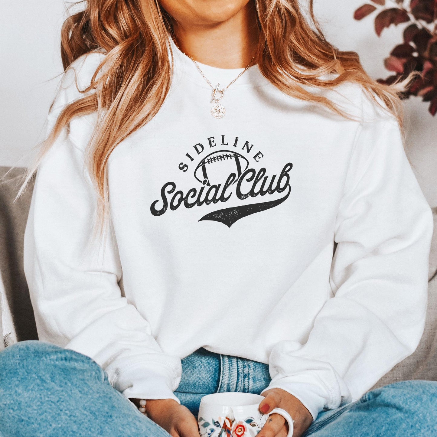 Gildan Sweatshirt White-Football Mom Sideline Social Club -1