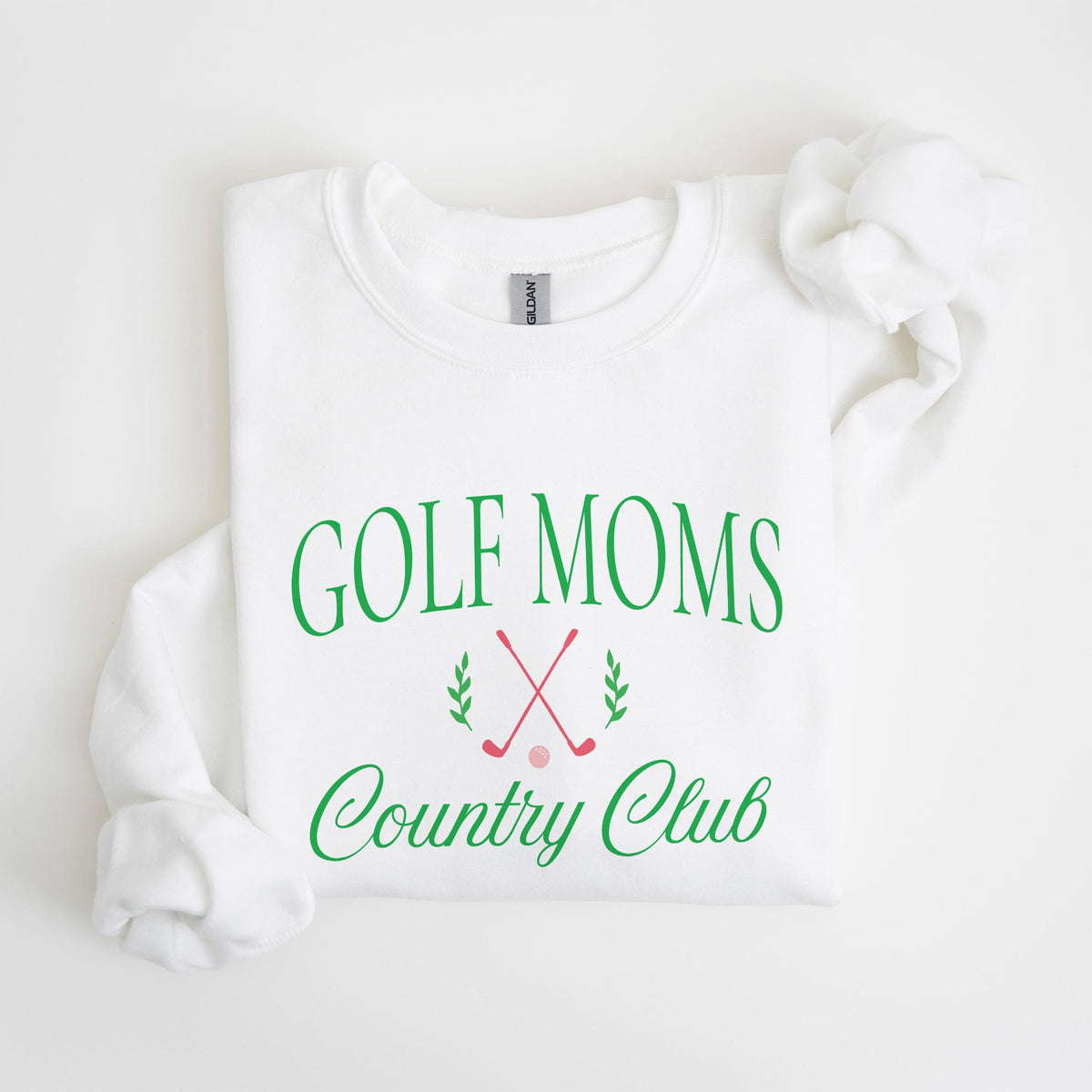 Gildan Sweatshirt White-Golf Moms Country Club -4